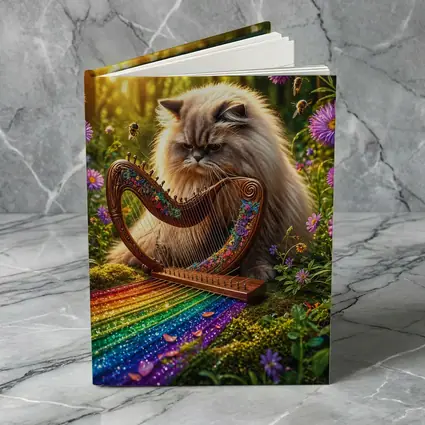 Himalayan Cat Playing Harp Forest Garden