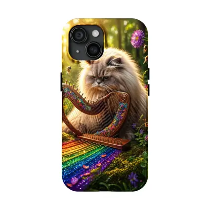 Himalayan Cat Playing Harp Forest Garden