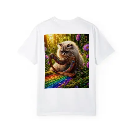 Himalayan Cat Playing Harp Forest Garden
