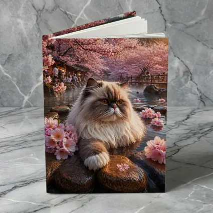 Himalayan Cat Cherry Blossoms Japanese Hot Springs