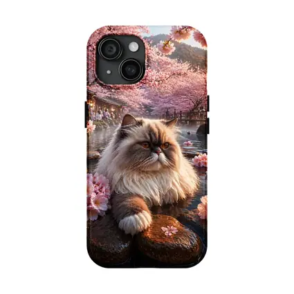 Himalayan Cat Cherry Blossoms Japanese Hot Springs