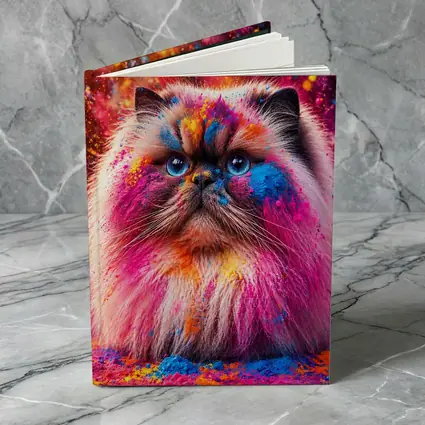 Himalayan Cat Covered In Colorful Holi Powder
