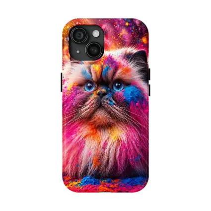 Himalayan Cat Covered In Colorful Holi Powder