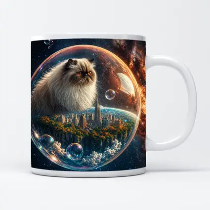 Himalayan Cat Floating in Space Bubble