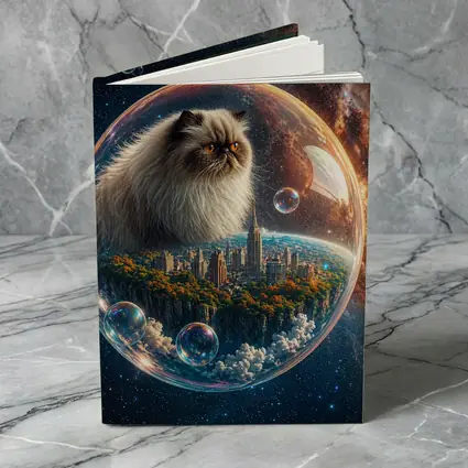 Himalayan Cat Floating in Space Bubble