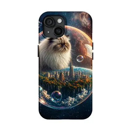 Himalayan Cat Floating in Space Bubble