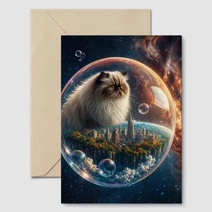 Himalayan Cat Floating in Space Bubble