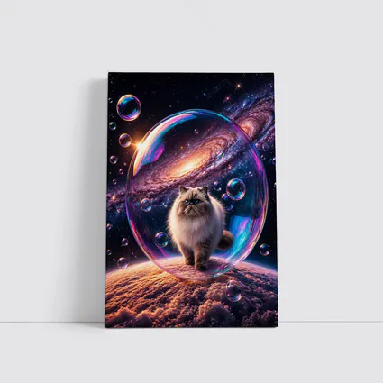 Himalayan Cat Floating Space Galaxy Bubble