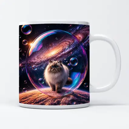 Himalayan Cat Floating Space Galaxy Bubble