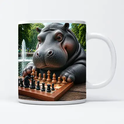 Hippo Playing Chess in Sunny Park