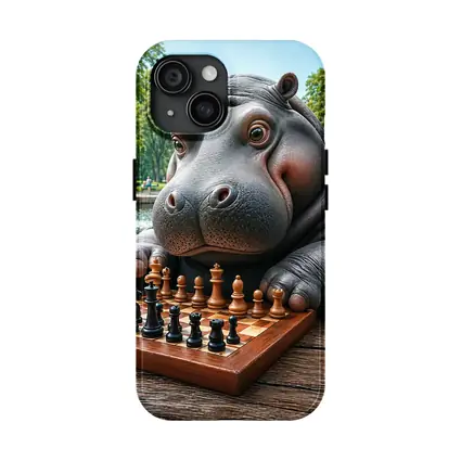 Hippo Playing Chess in Sunny Park