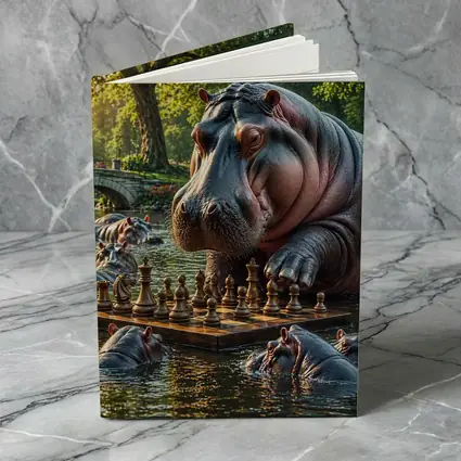 Hippo Playing Chess in Sunny Park