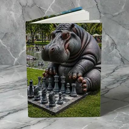 Hippo Playing Chess in Sunny Park