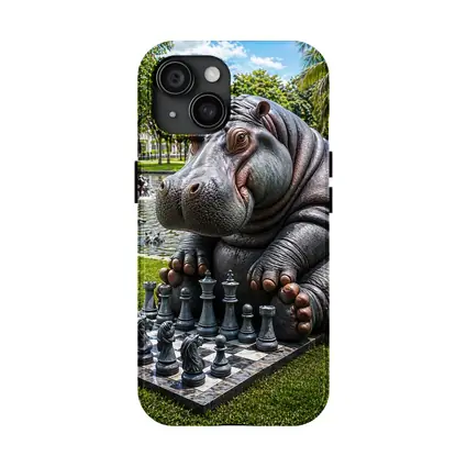 Hippo Playing Chess in Sunny Park