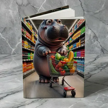 Hippo Shopping Groceries In Supermarket Aisle