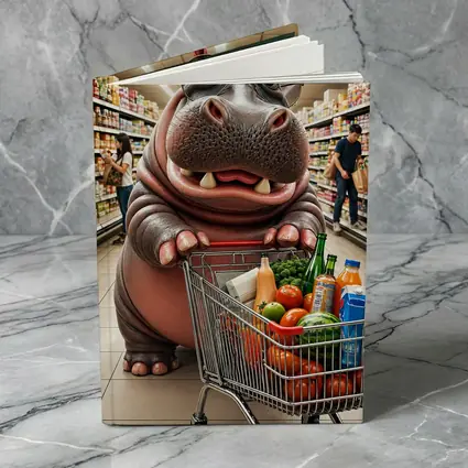 Hippo Wearing Sunglasses Grocery Shopping Supermarket