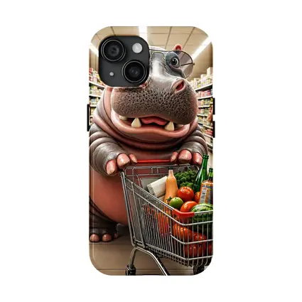 Hippo Wearing Sunglasses Grocery Shopping Supermarket