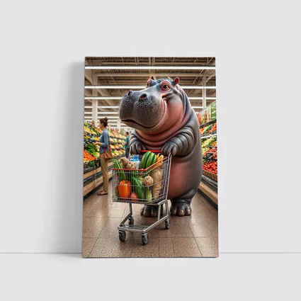 Hippo Shopping Groceries In Supermarket