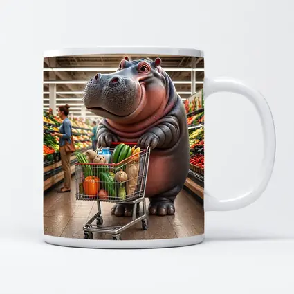 Hippo Shopping Groceries In Supermarket