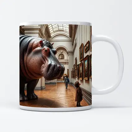 Hippopotamus Child Encounter Inside Art Museum