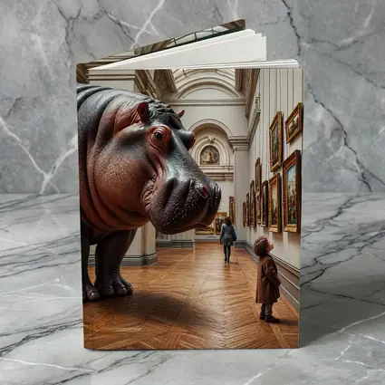 Hippopotamus Child Encounter Inside Art Museum