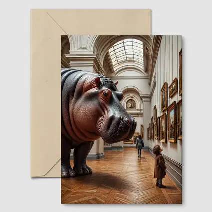 Hippopotamus Child Encounter Inside Art Museum