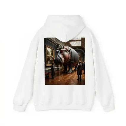 Giant Hippo Inside Classic Art Museum Gallery