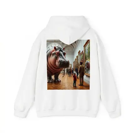 Hippopotamus Visiting Art Museum Gallery Interior