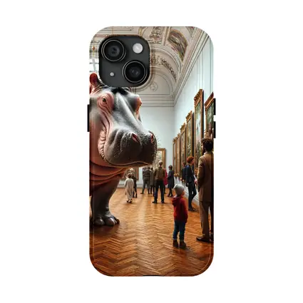 Hippopotamus Visiting Art Museum Gallery Interior