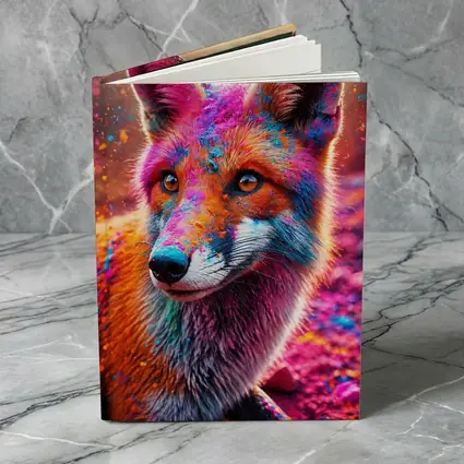 Colorful Fox Portrait Holi Powder Splash