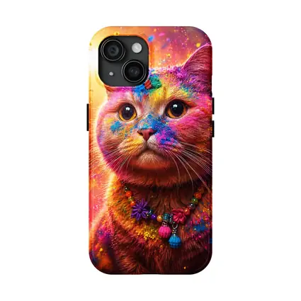 Colorful Cat Covered In Rainbow Holi Powder
