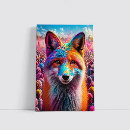 Fox Portrait Holi Color Powder Festival