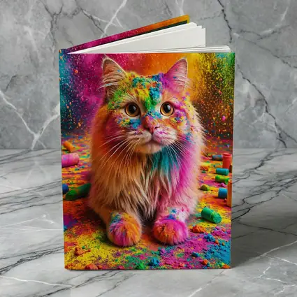 Fluffy Cat Covered In Colorful Holi Powder