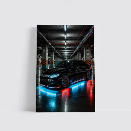 Honda Civic Neon Lights Underground Parking