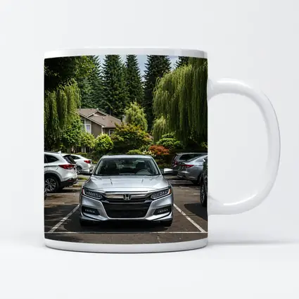 Honda Accord Silver Parked Green Trees