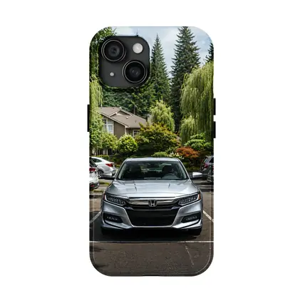 Honda Accord Silver Parked Green Trees