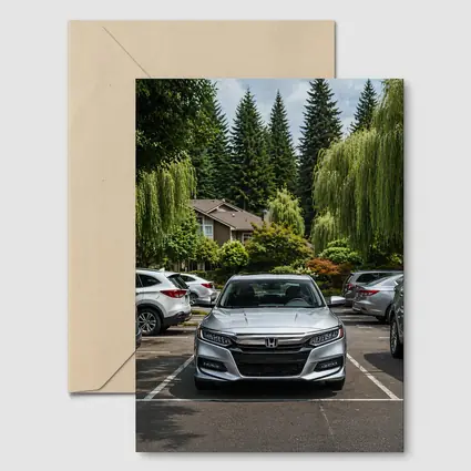 Honda Accord Silver Parked Green Trees