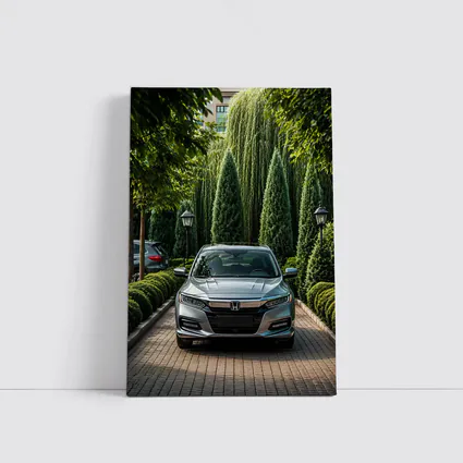 Honda Accord Parked Among Lush Green Trees