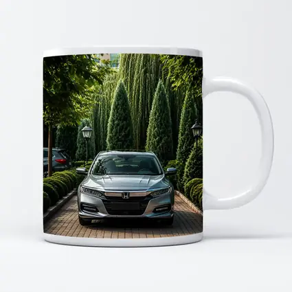 Honda Accord Parked Among Lush Green Trees