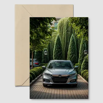 Honda Accord Parked Among Lush Green Trees