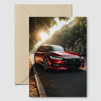 Honda Accord Red Sedan Urban Street Scene