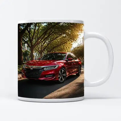 Honda Accord Red Sedan Tree Lined Street