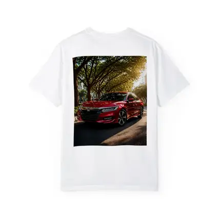 Honda Accord Red Sedan Tree Lined Street
