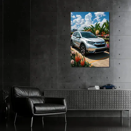 Honda CR-V Silver SUV Flower Garden