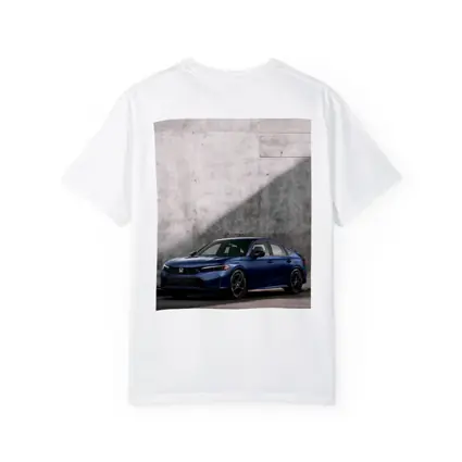 Honda Civic Blue Parked Against Grey Wall