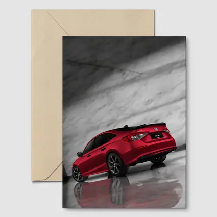 Honda Civic Red Car Marble Studio Background