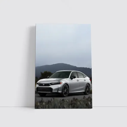 Honda Civic Silver Sedan Misty Mountain Background