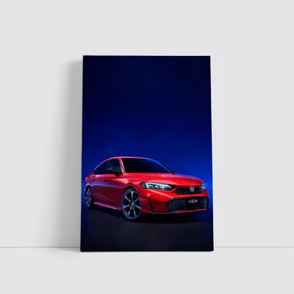 Red Honda Civic Dark Blue Studio Background