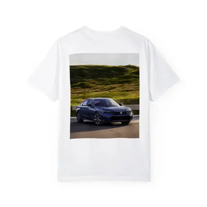 Honda Civic Blue Sedan Grassy Hill