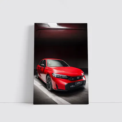 Honda Civic Red Car Dark Garage